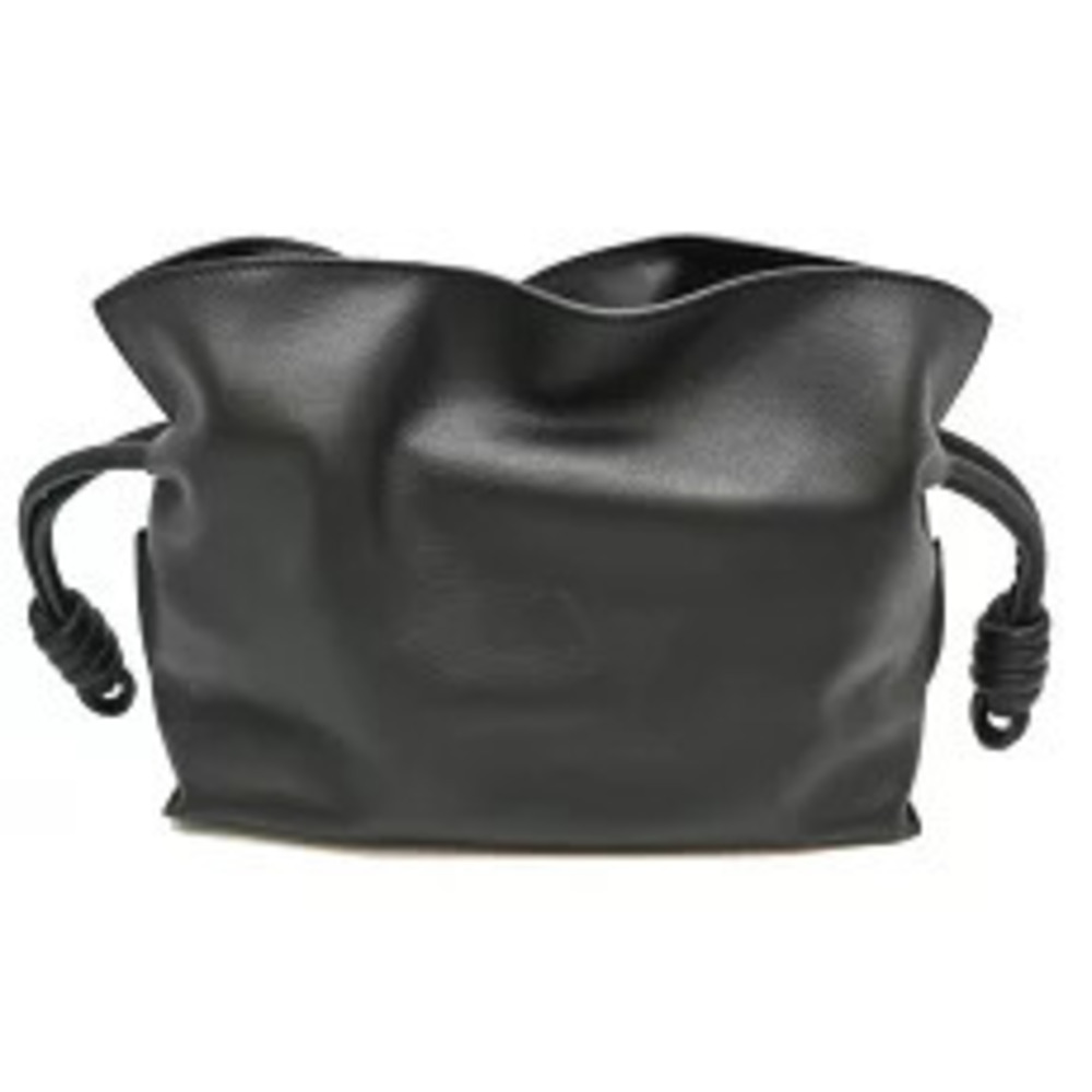 Loewe Bag Leather Flamenco Clutch Black Shoulder Black